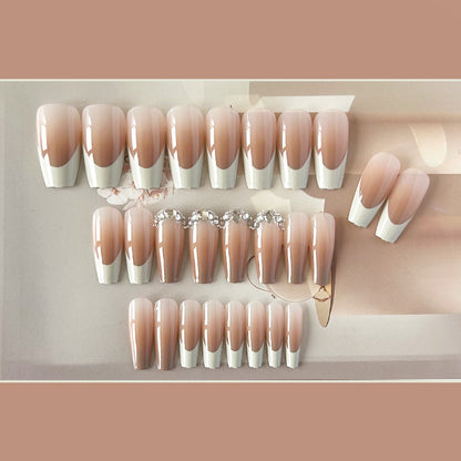 Decorative Press-On Nail Tips with Rhinestone Accent Acalora
