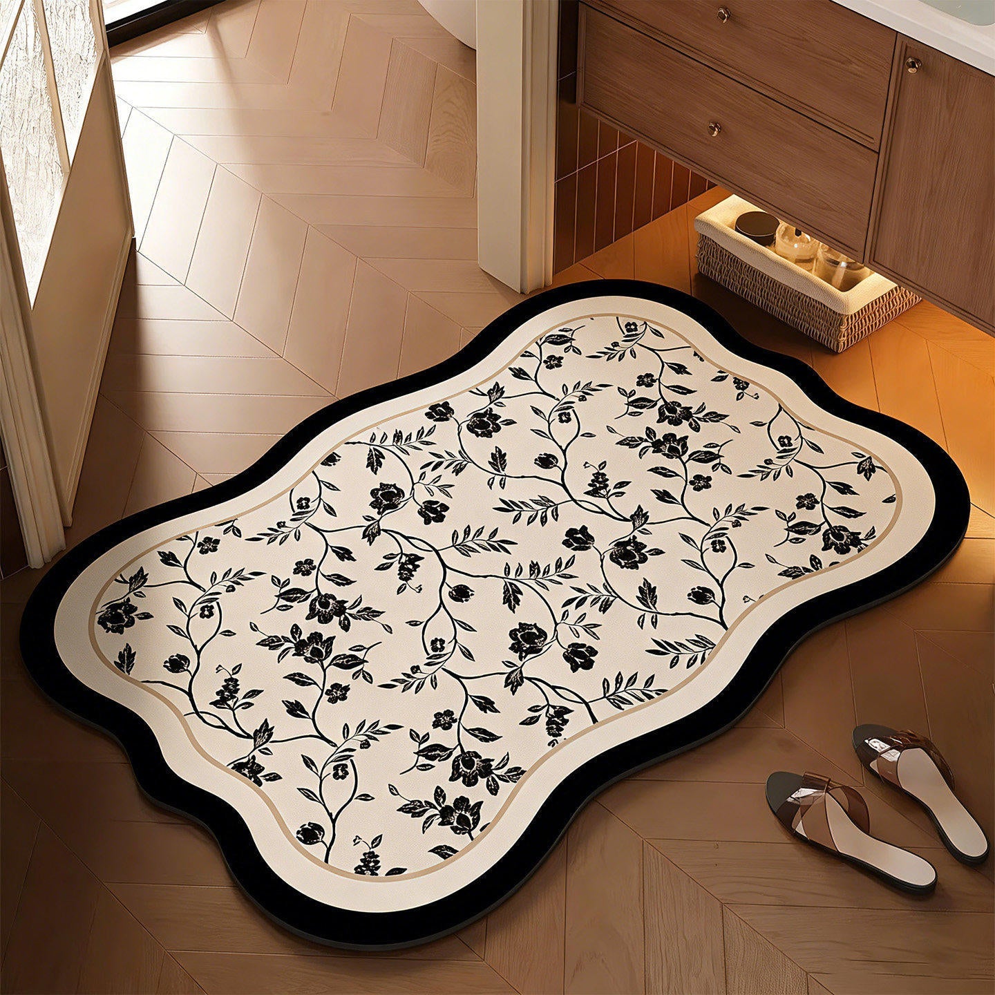 Floral Design Bathroom Mat