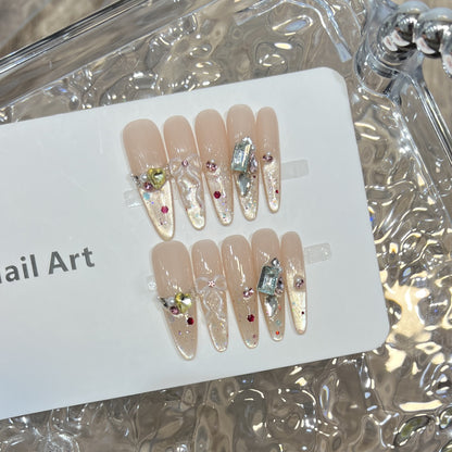 Elegant Stiletto Press-On Nail Set with Decorative Accents Acalora