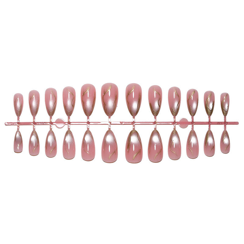 Elegant Press-On Nail Art Set with Chic Gold Accents Acalora