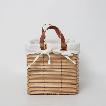 Multifunctional storage basket with linen cover