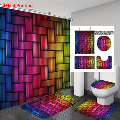 Digital Cube Pattern Bathroom Set