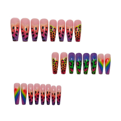 Creative leopard and heart design artificial nails Acalora