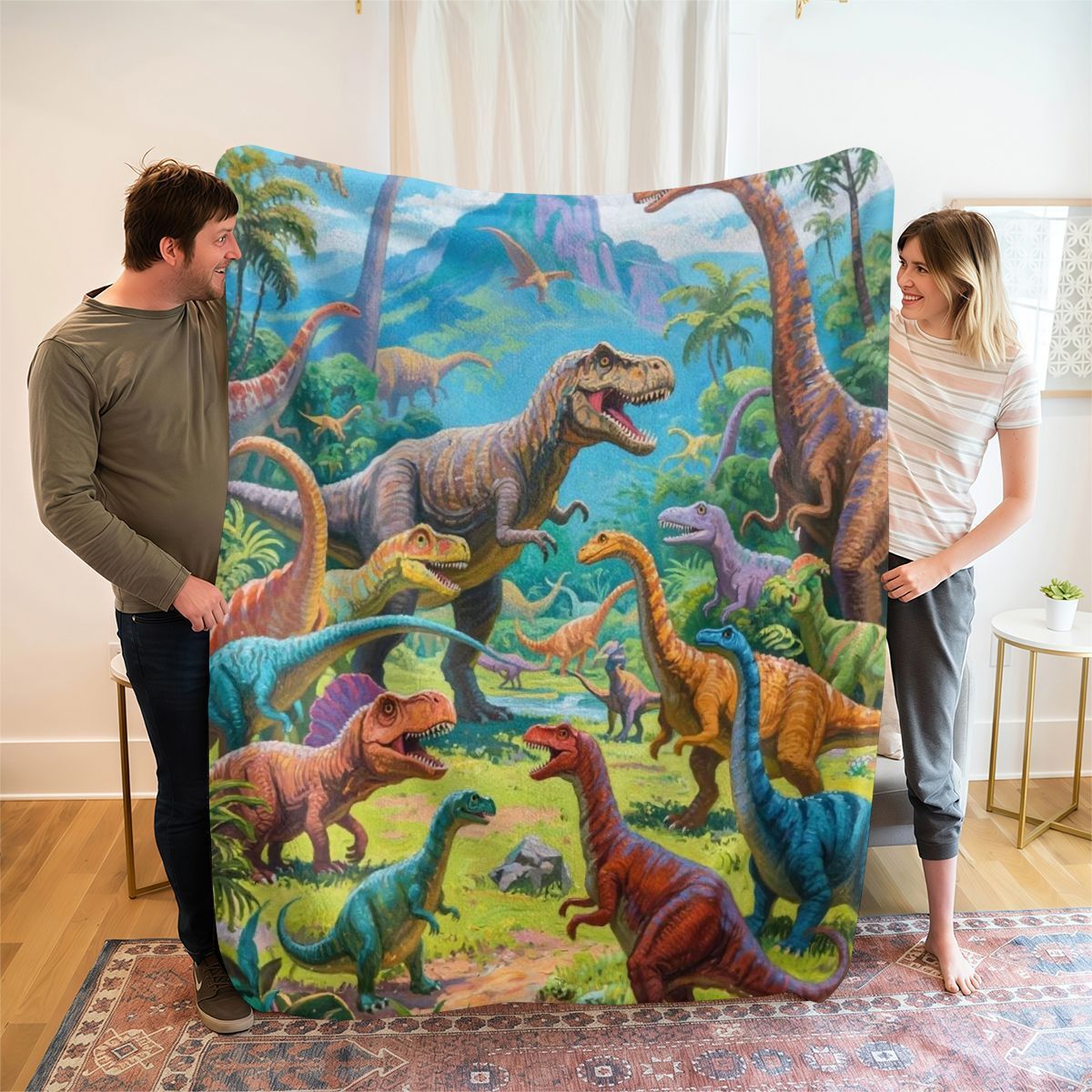 Dinosaur-Themed Plush Blanket