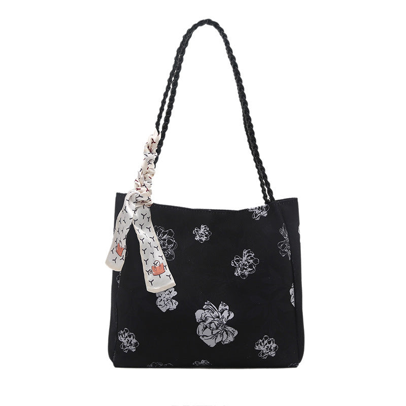 Floral Patterned Shoulder Tote Bag Acalora
