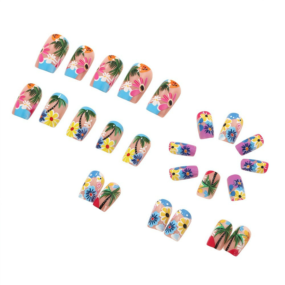 Artificial nails in tropical flower design Acalora