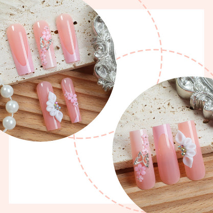 Floral Embellished Press-On Nails Set Acalora