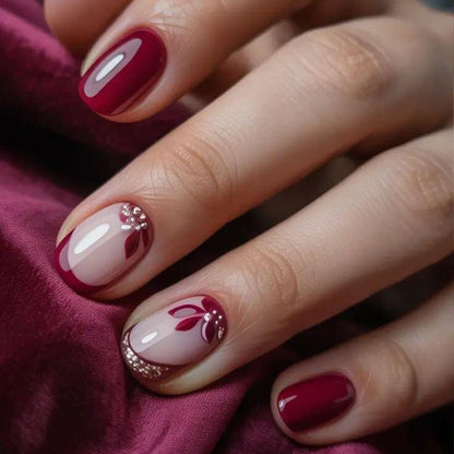 Artificial nails with floral design and elegant glitter details Acalora