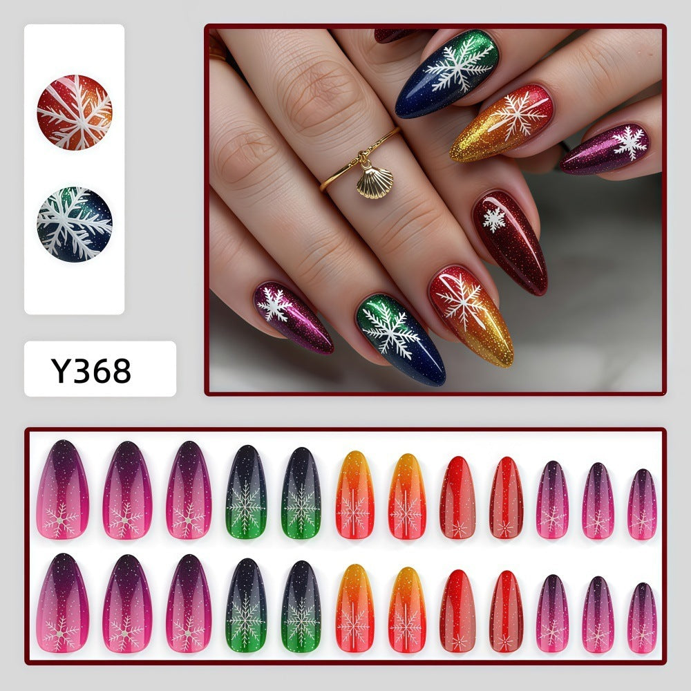 Artificial nails with snowflake motif in glitter finish Acalora
