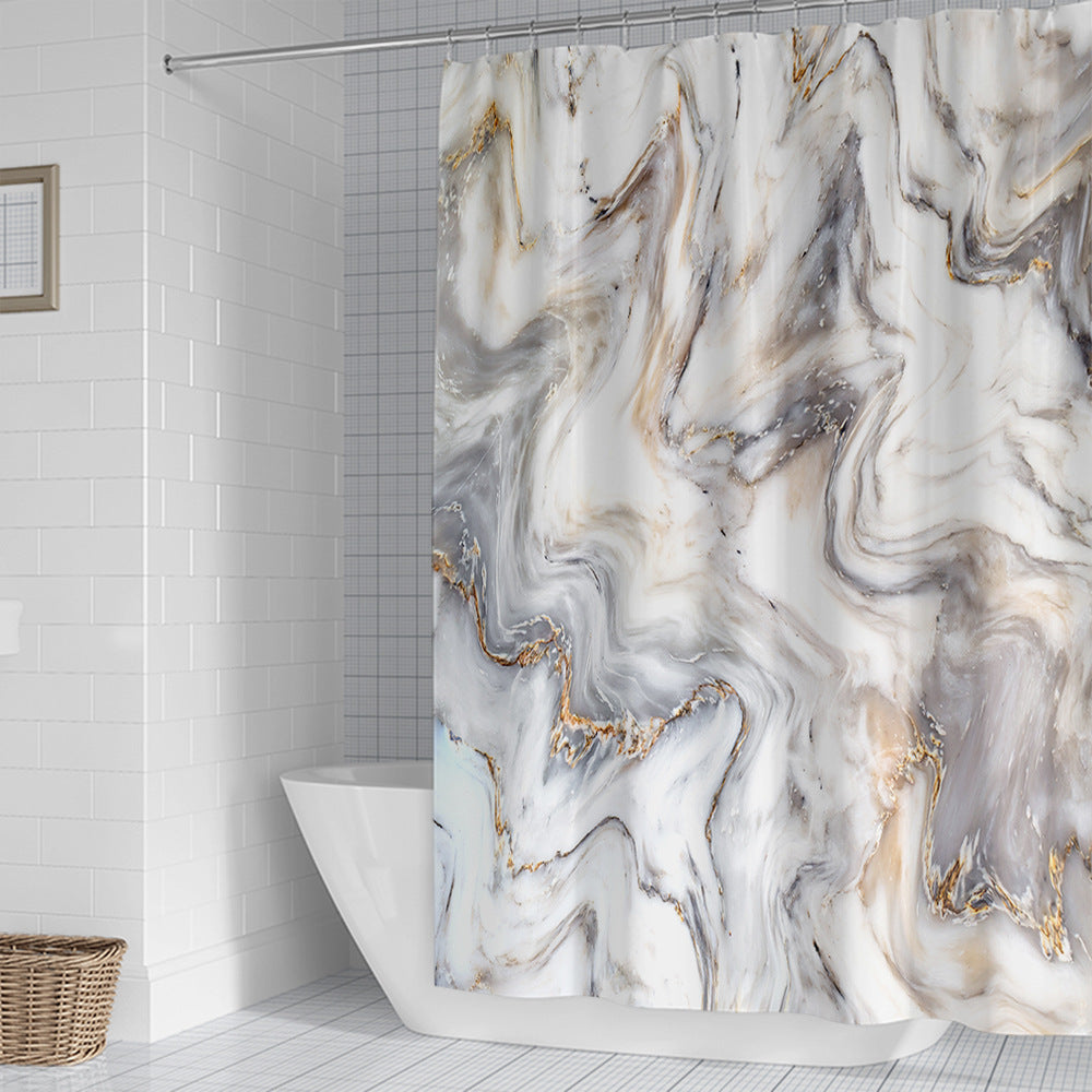 Elegant Marble-Patterned Shower Curtain