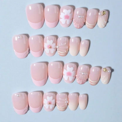 Floral Acrylic Press-On Nails Acalora