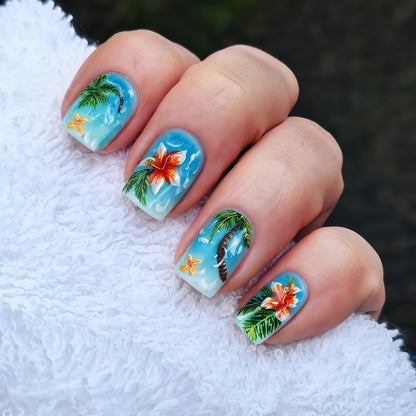 Nail Art Design with tropical motifs Acalora