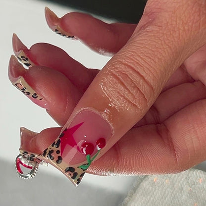 Artistic Leopard Print Press-On Nail Art Acalora