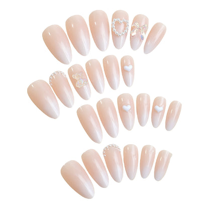 Elegant Press-On Nail Set with Decorative Floral Accents Acalora
