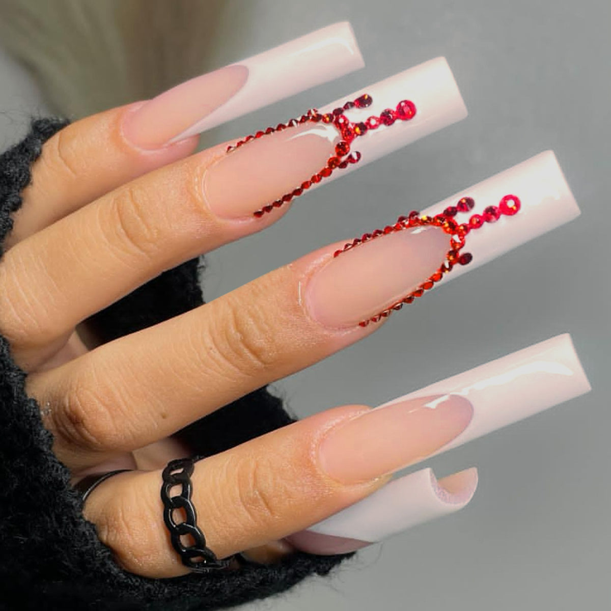 Decorative Press-On Nails with Gem Accents Acalora