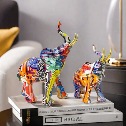 Creative elephant figurine with colorful design Acalora