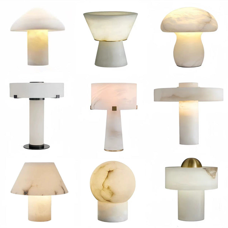 Elegant Alabaster Table Lamp with Artistic Design