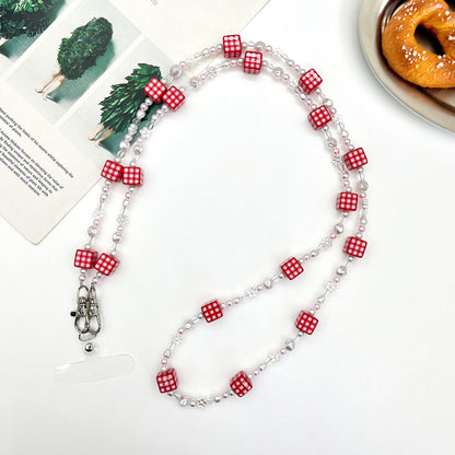 Beaded Eyewear Chain with Stylish Checker Design Acalora