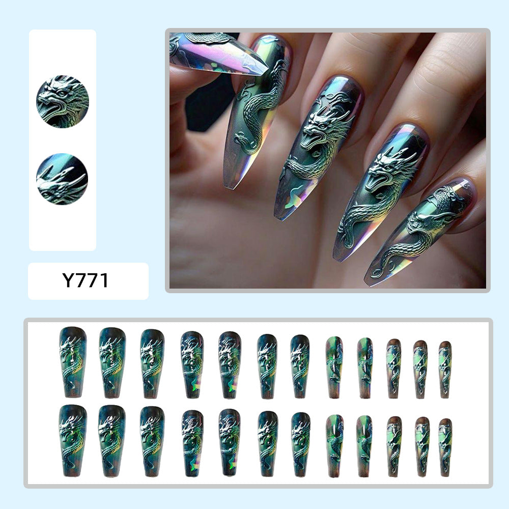 Artificial nails with 3D dragon design Acalora