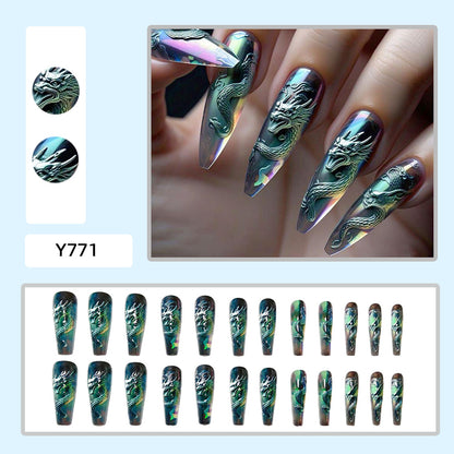 Artificial nails with 3D dragon design Acalora