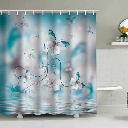 Butterfly-Inspired Floral Shower Curtain