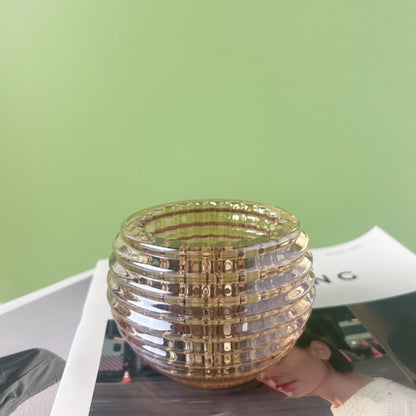 Round Ribbed Glass Votive Candle Holder for Tealights Acalora