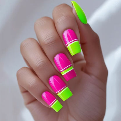Abstract Color Block Nail Art Acalora