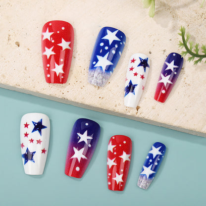 Artificial nails set with patriotic star designs Acalora