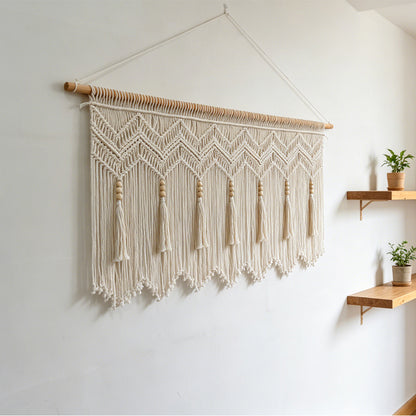 More elegant macramé wall hanging with artistic fringes and geometric patterns