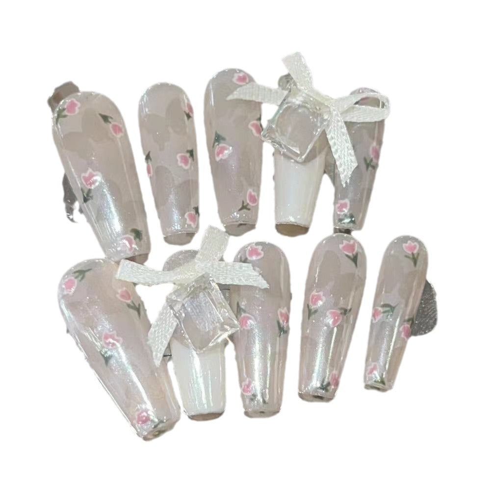 Floral Embellished Press-On Nails Acalora