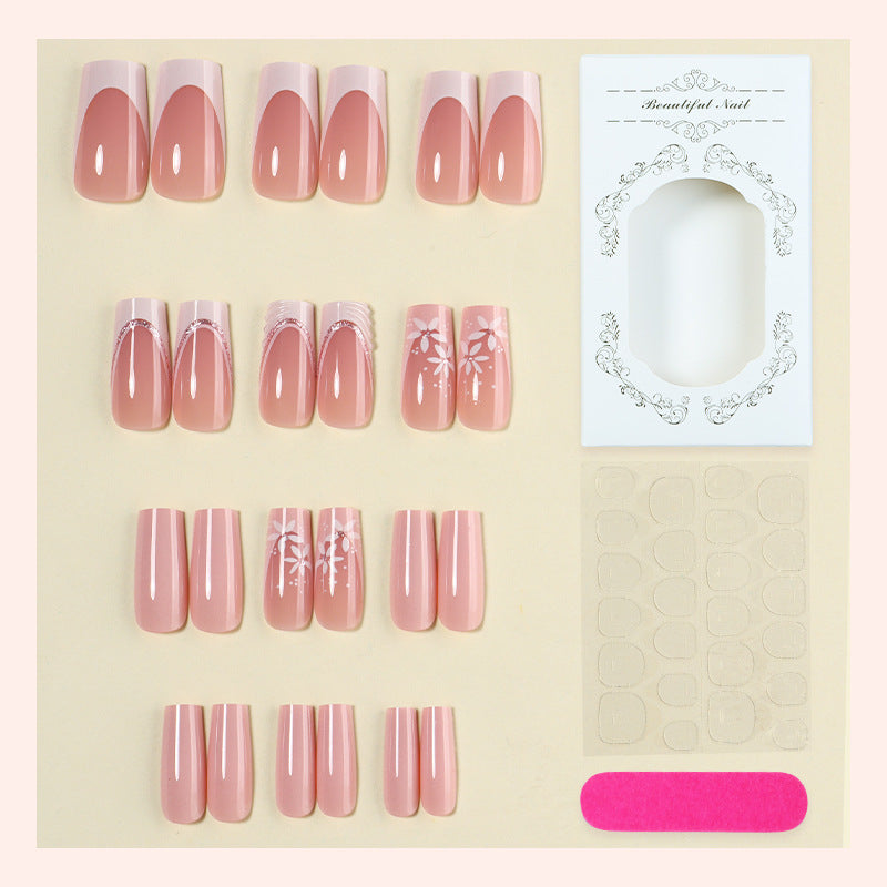 Decorative Press-On Nail Art Set with Floral Designs Acalora