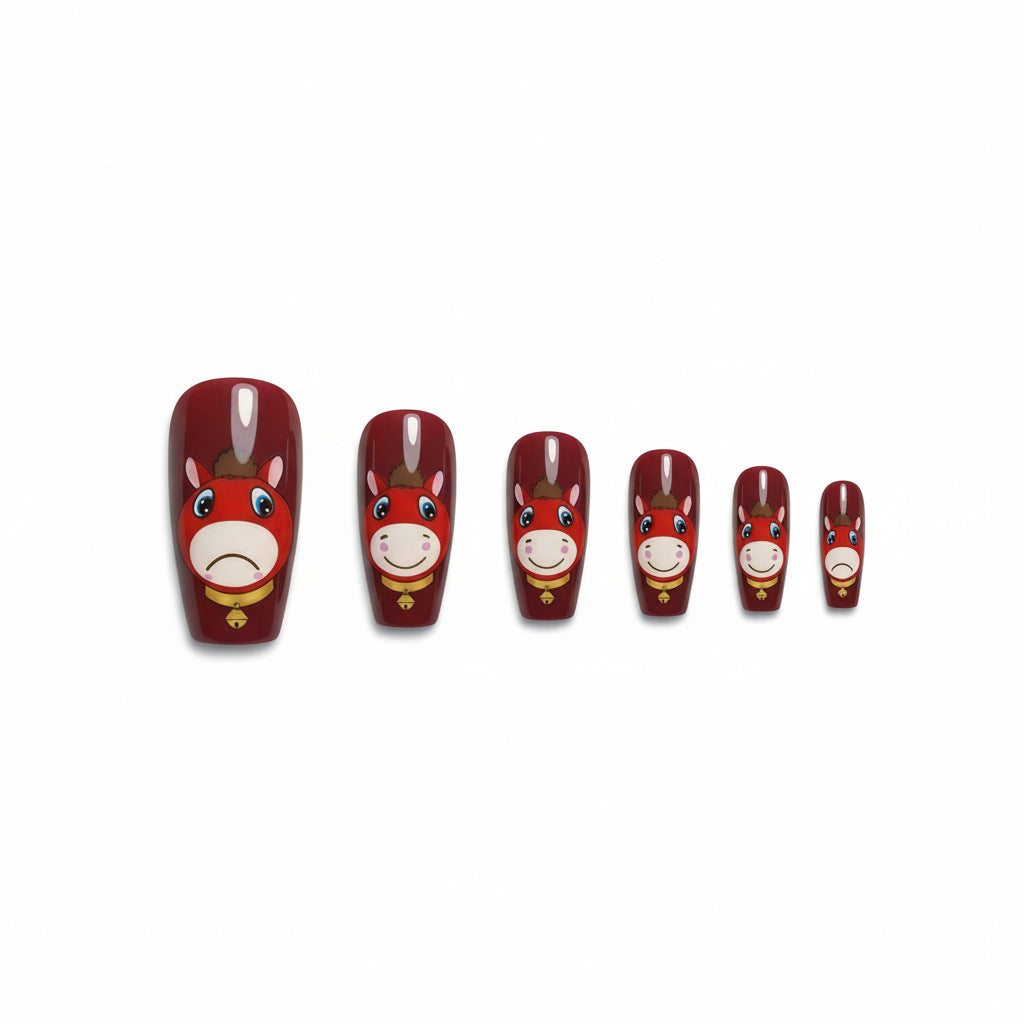 Artificial nails with playful horse motif Acalora
