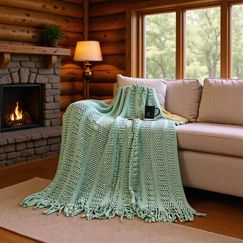 Textured Knit Throw Blanket