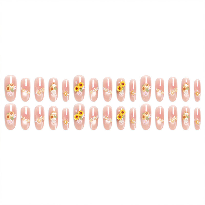 Artificial Nail Set with Luxurious Floral Decorations Acalora