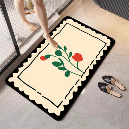 Decorative Floral Print Bath Mat Acalora