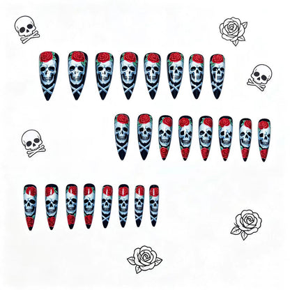 Skulled Floral Nail Art Design Acalora