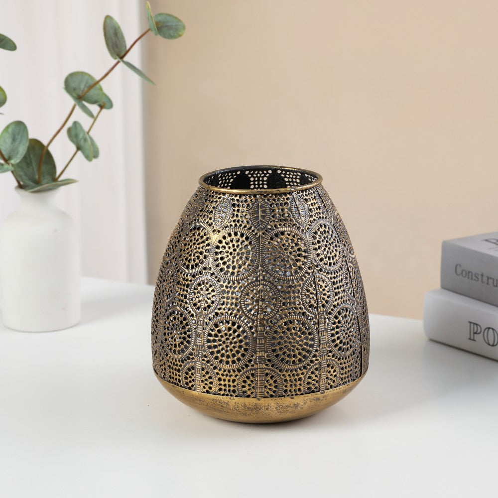 Antique-Style Filigree Metal Votive Lantern Tealight Holder Acalora