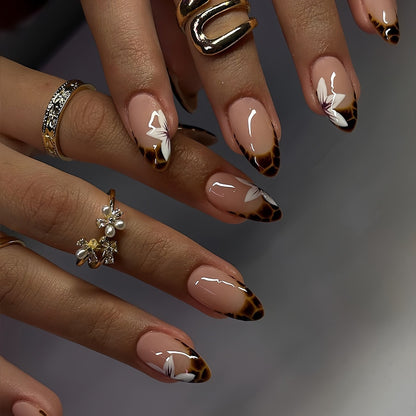 Floral and Geometric Press-On Nail Art Acalora