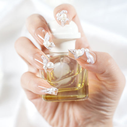 Pearl Embellished Press-On Nail Set Acalora
