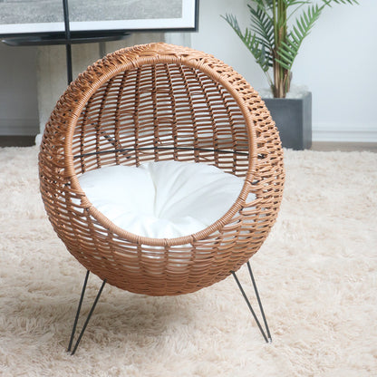 Cat Bed with Stylish Rattan Design Acalora