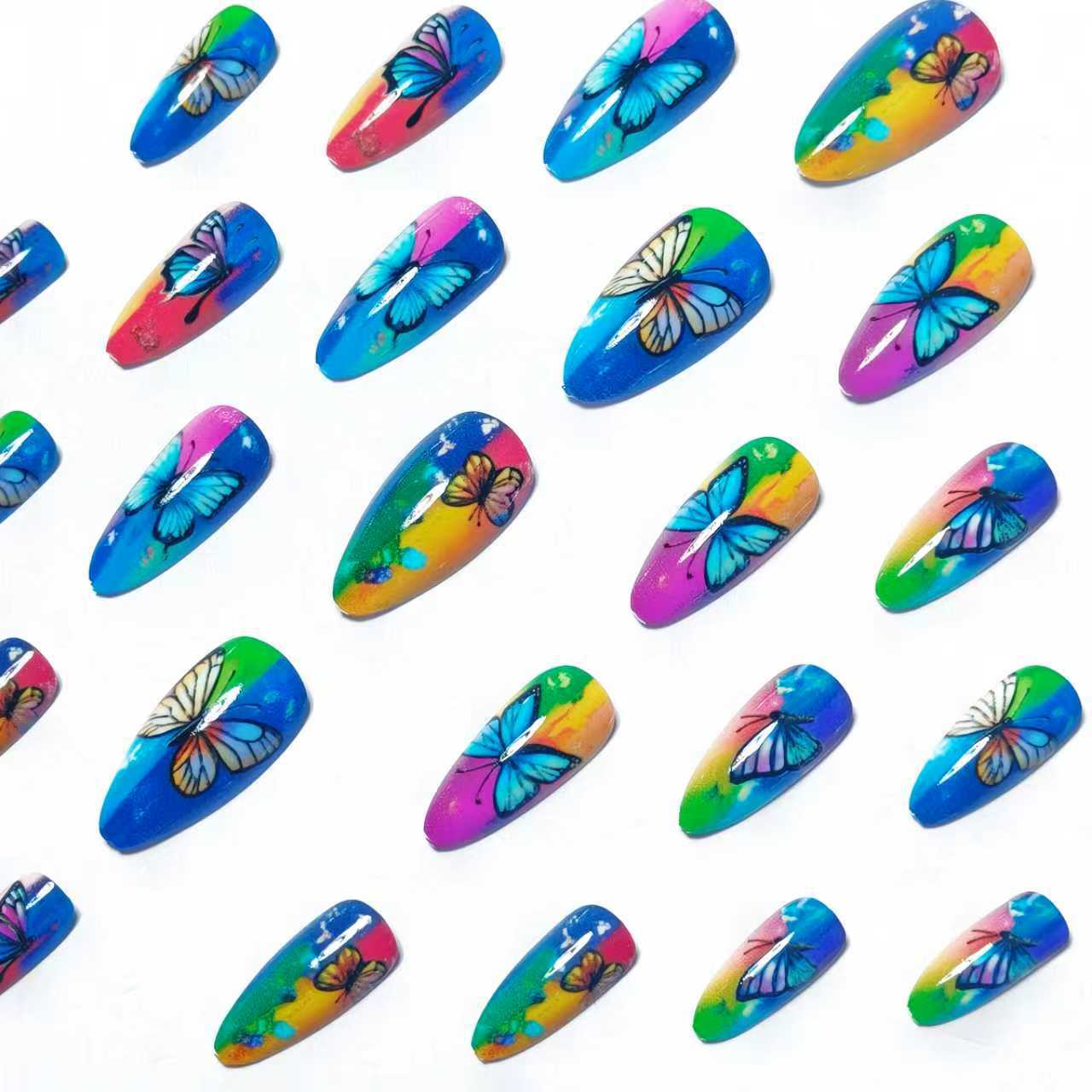 Butterfly-Inspired Vibrant Nail Art Acalora