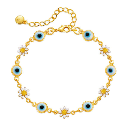 Floral Evil Eye Charm Anklet Acalora