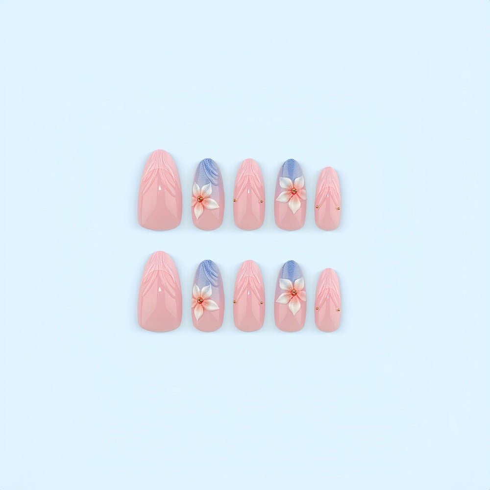 Artificial nails with floral designs and elegant color gradient Acalora