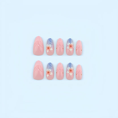 Artificial nails with floral designs and elegant color gradient Acalora