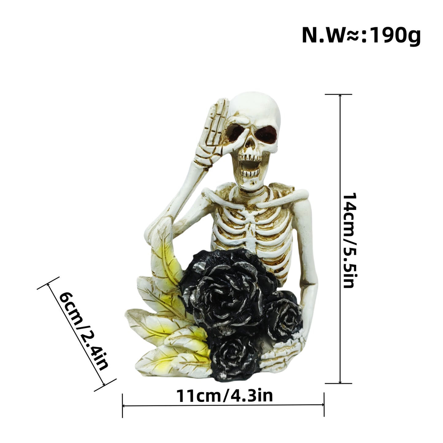 Stylish skeleton figure with top hat and black rose Acalora