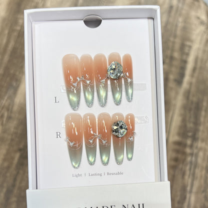 Elegant Stiletto Press-On Nail Art Set with Jewel Accents Acalora