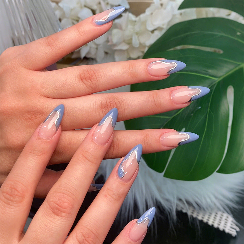 Artistic Press-On Nail Set with Modern Abstract Design Acalora