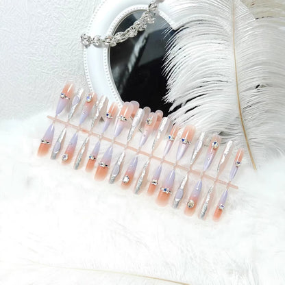 Artificial nails with elegant glitter and crystal accents Acalora