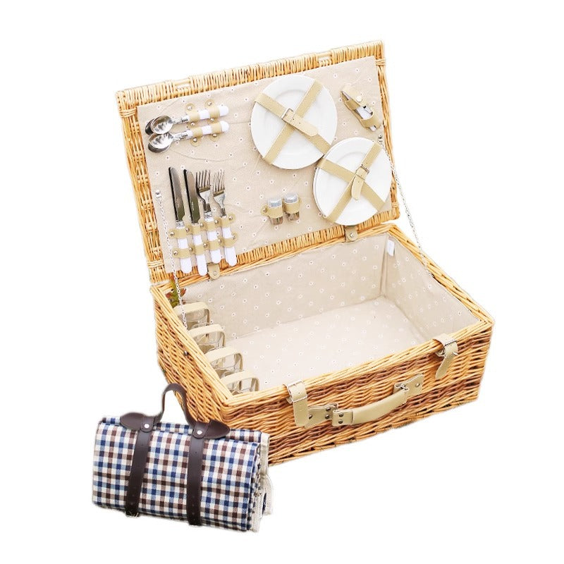Rustic picnic basket with dish set Acalora