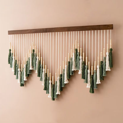 Artful macramé wall hanging with gradient and elegant tassels